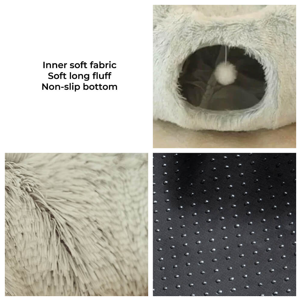 2 in 1 Foldable Indoor Soft Round Cat Tunnel Bed - Image 4