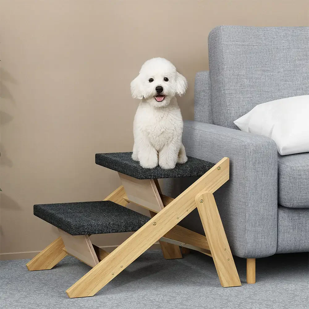 2-in-1 Foldable Wooden Dog Stairs & Ramp with Non-Slip Pad - Image 4