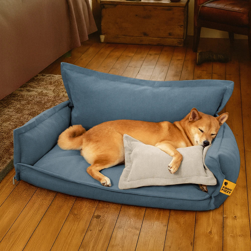 All-Season Chenille Dual-layer Removable Sponge Orthopedic Dog Bed With Pillow - Image 13