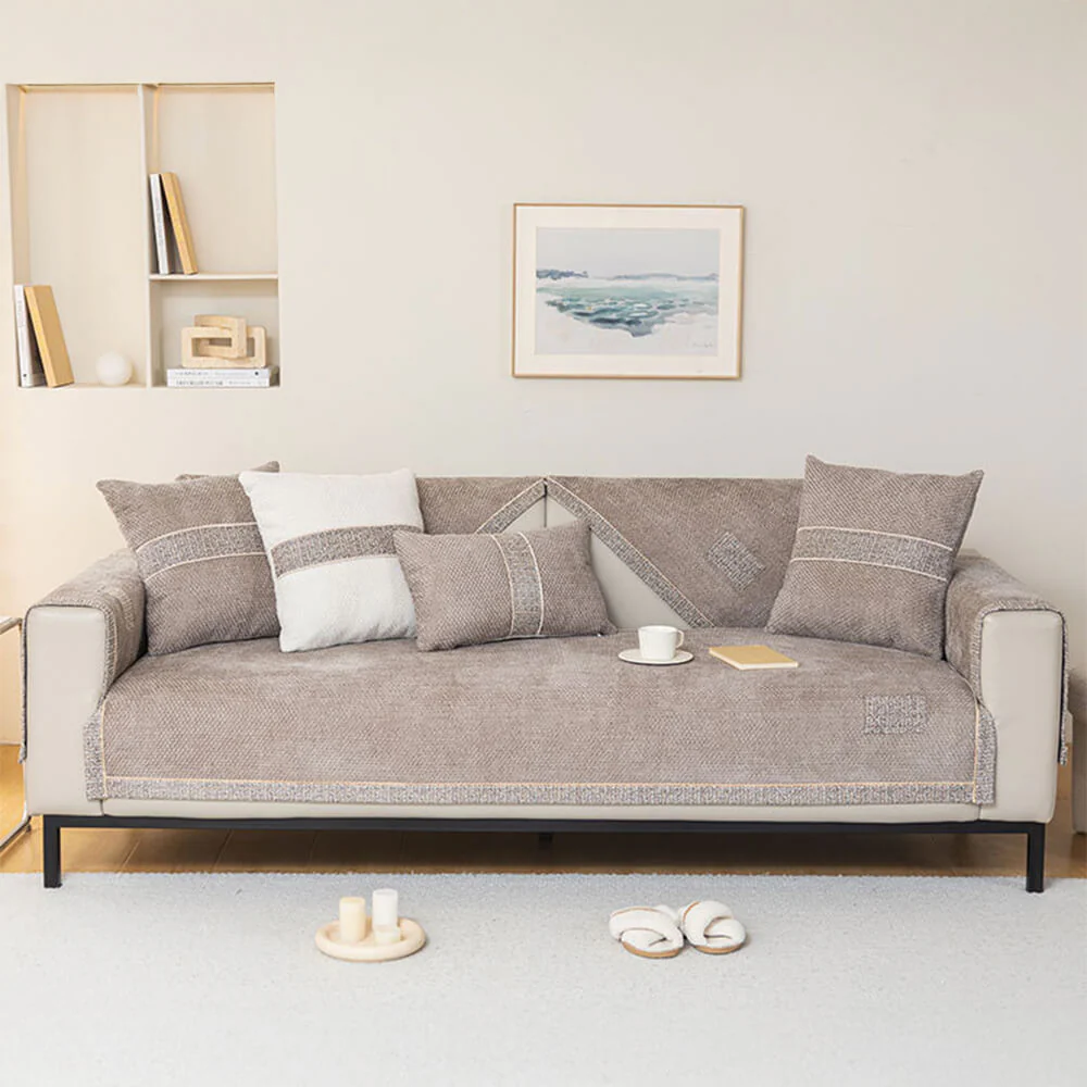 All-Season Modern Tweed Woven Chenille Anti-Slip Couch Cover - Image 6