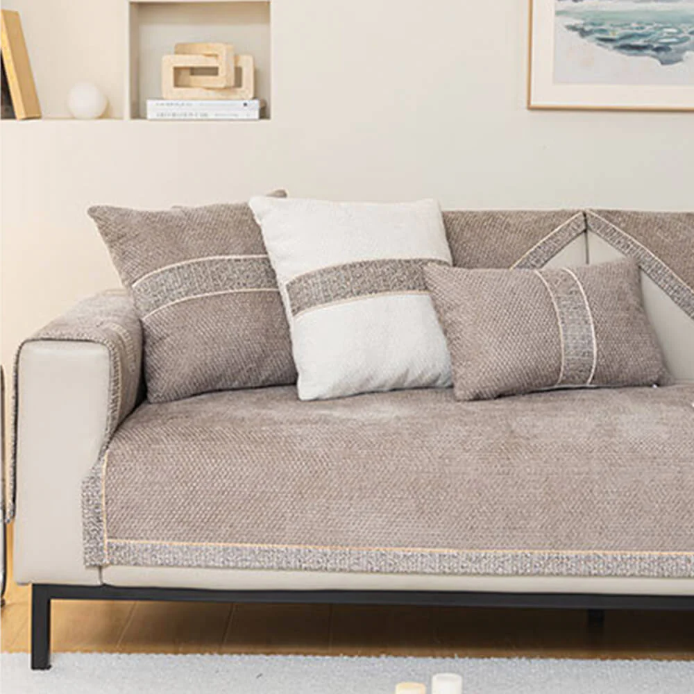 All-Season Modern Tweed Woven Chenille Anti-Slip Couch Cover - Image 7