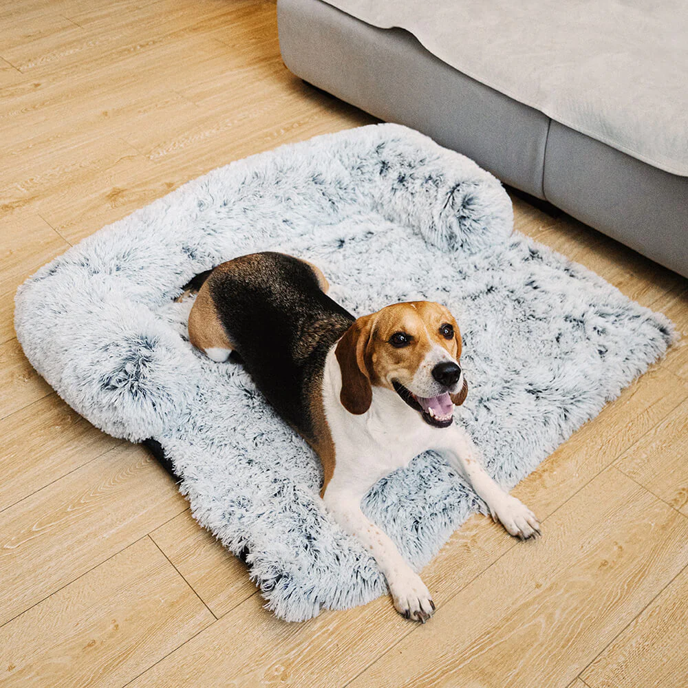 Calming Furniture Protector Dog Bed - Fuzzy Backrest - Image 4
