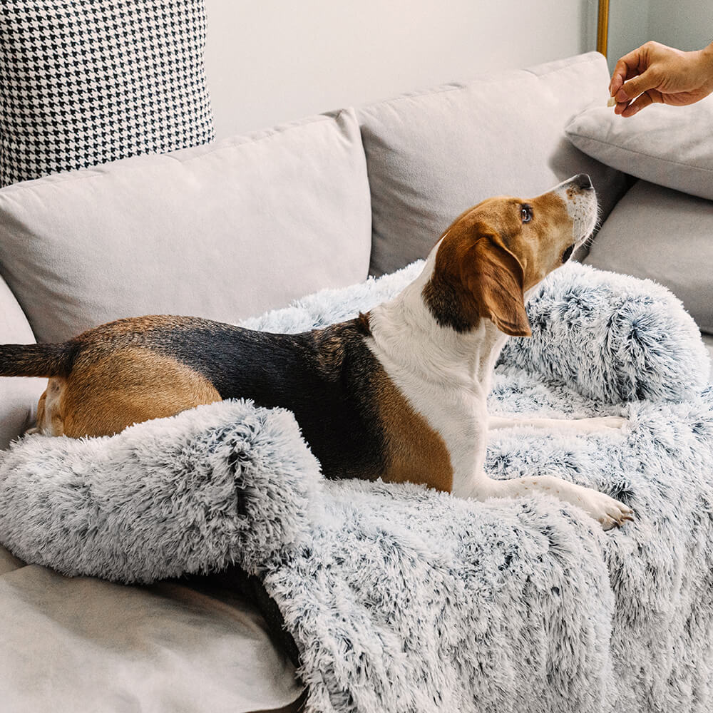 Calming Furniture Protector Dog Bed - Fuzzy Backrest - Image 7
