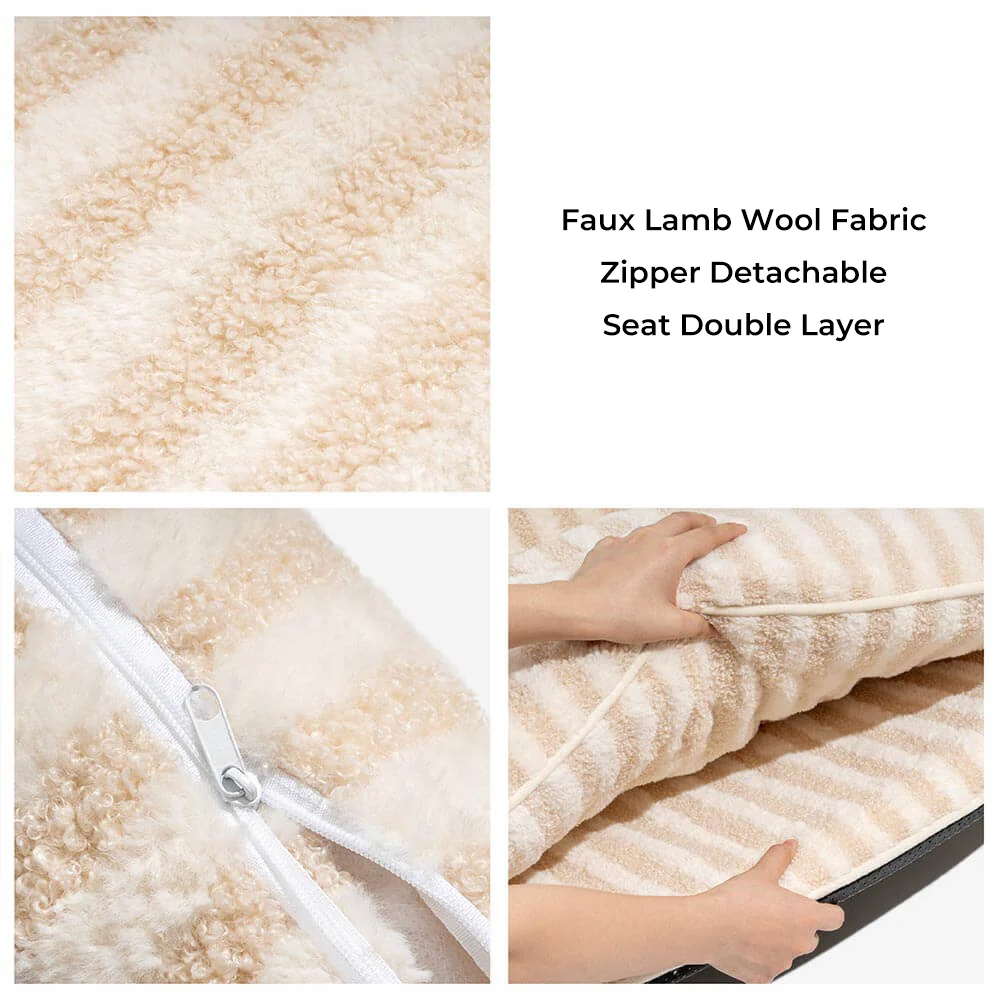 Trendy Striped Faux Lambswool Double Layer Dog & Cat Sofa Bed - Image 8