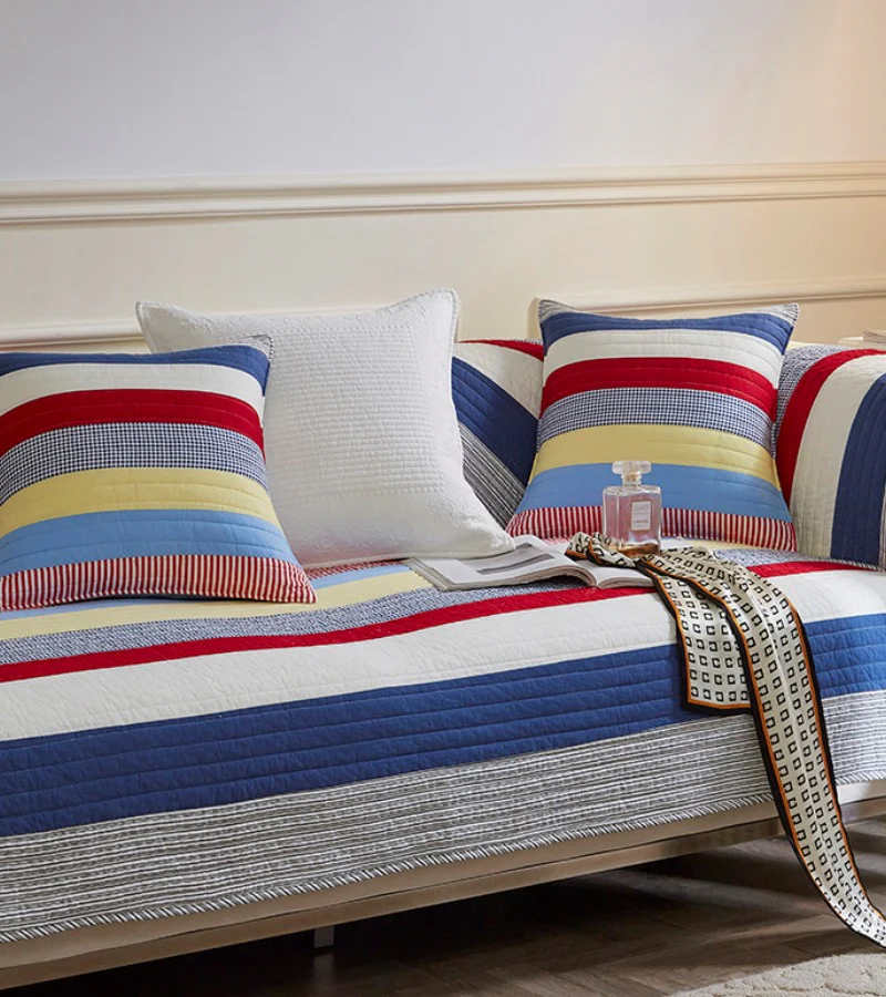 Colorful Striped Quilted Sofa Chic Protector Comfort Couch Cover - Image 7