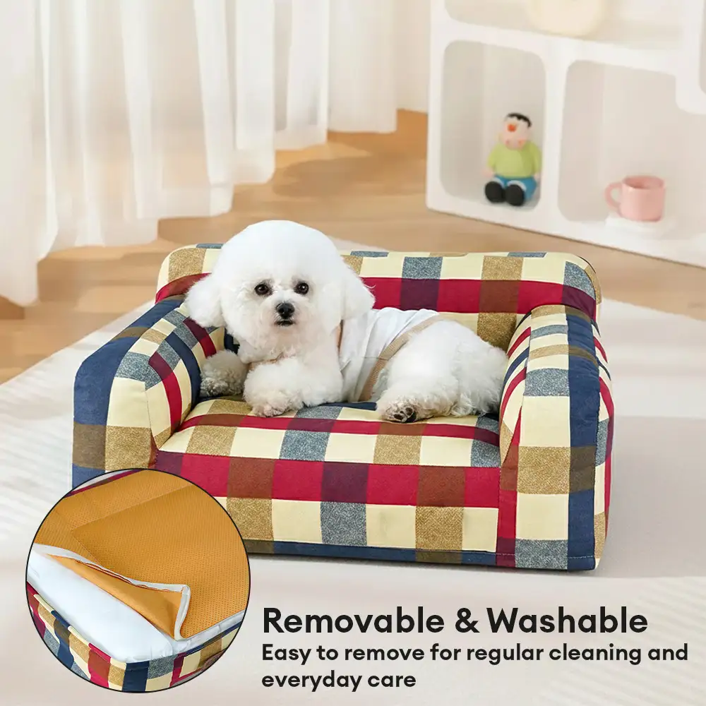 Cotton Canvas Fabric Breathable Scratch-Resistant Dog Sofa Bed - Image 4