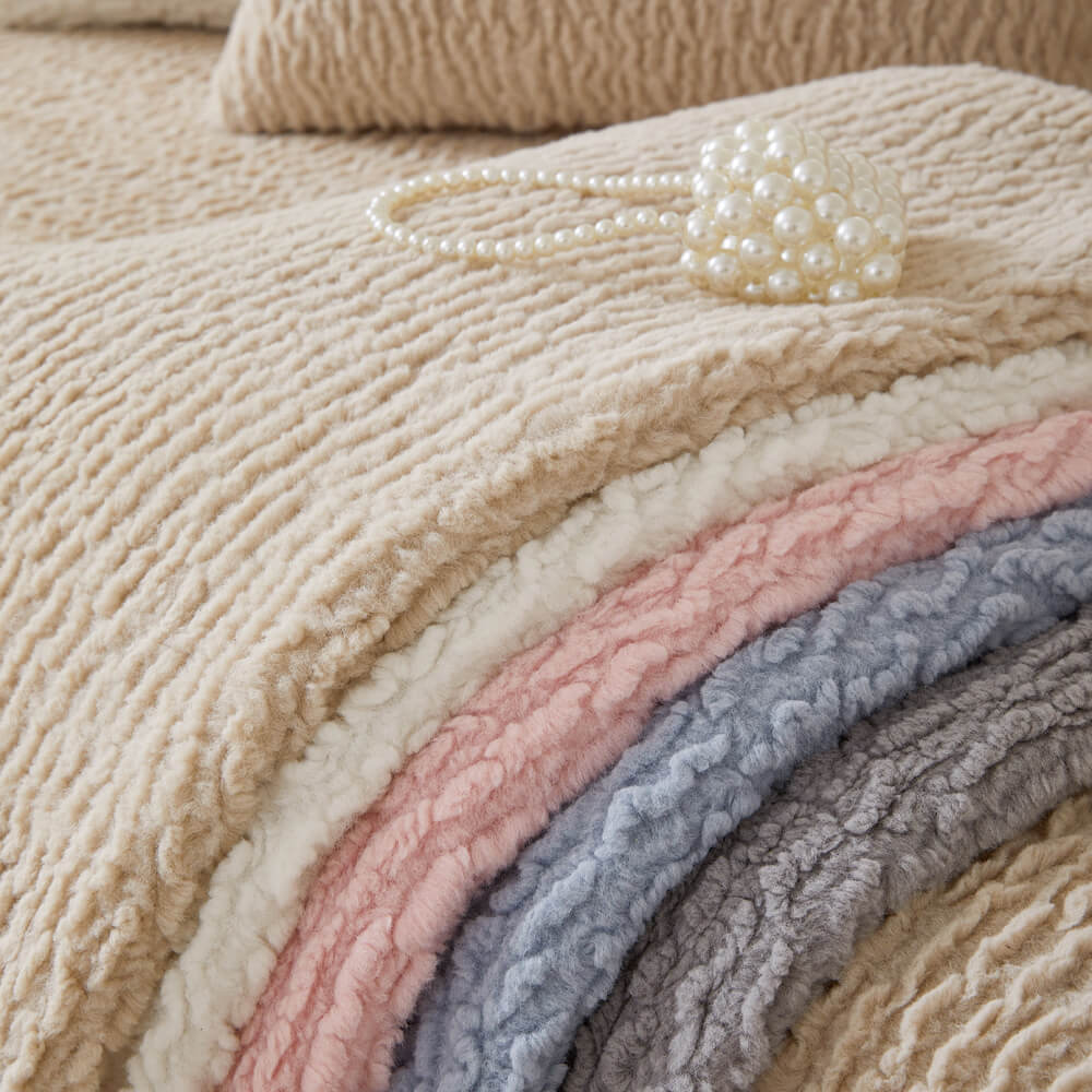 Cream Colour Berber Fleece Anti-Scratch Couch Cover - Image 6