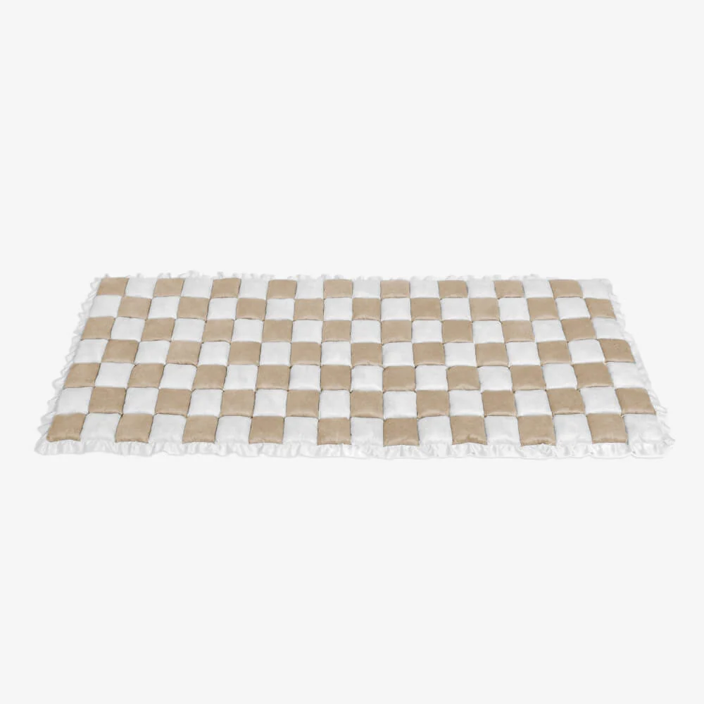 Cream-colored Large Plaid Square Fuzzy Pet Dog Mat Bed Couch Cover - Image 27