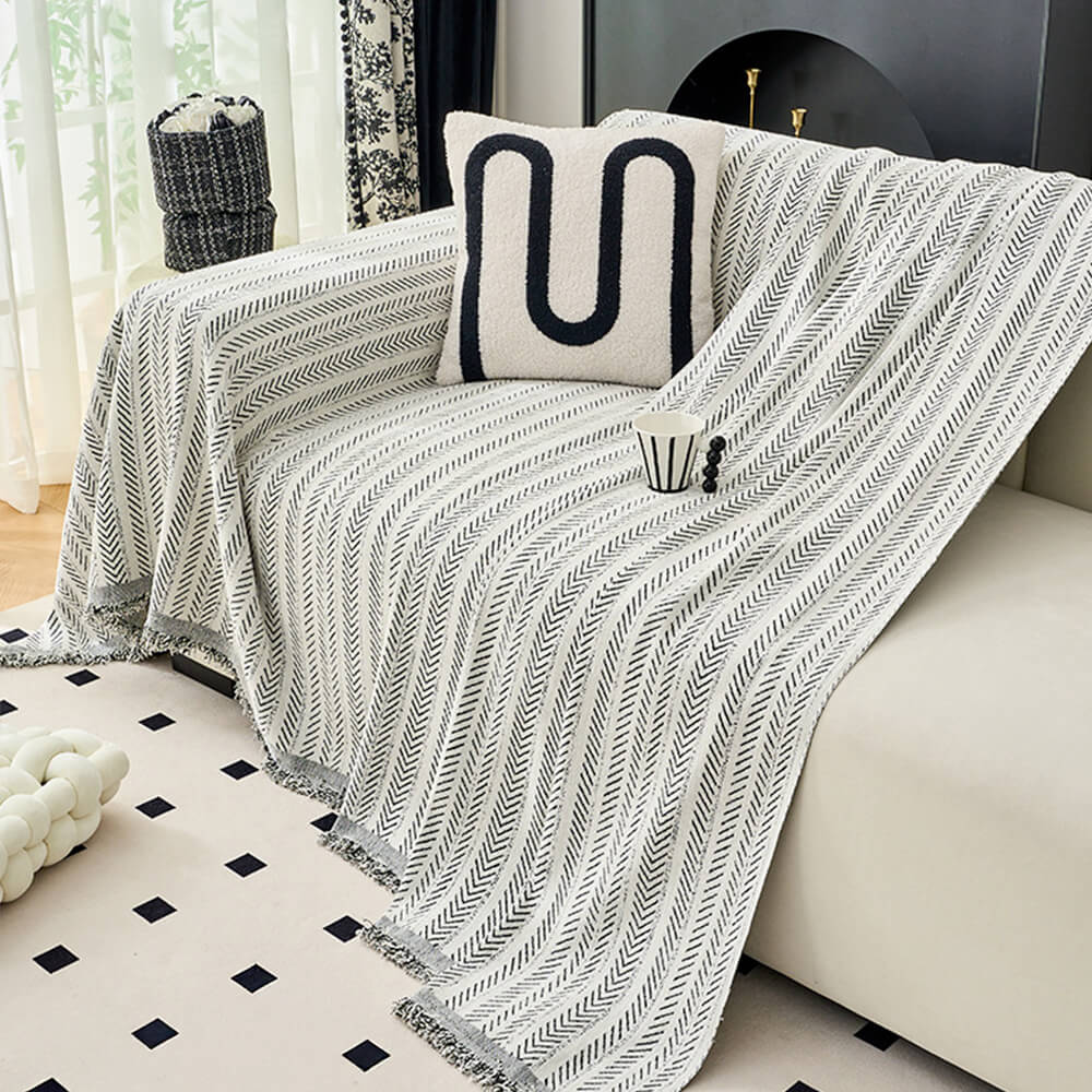 Elegant Herringbone Chenille Textured Throw Couch Cover - Image 12