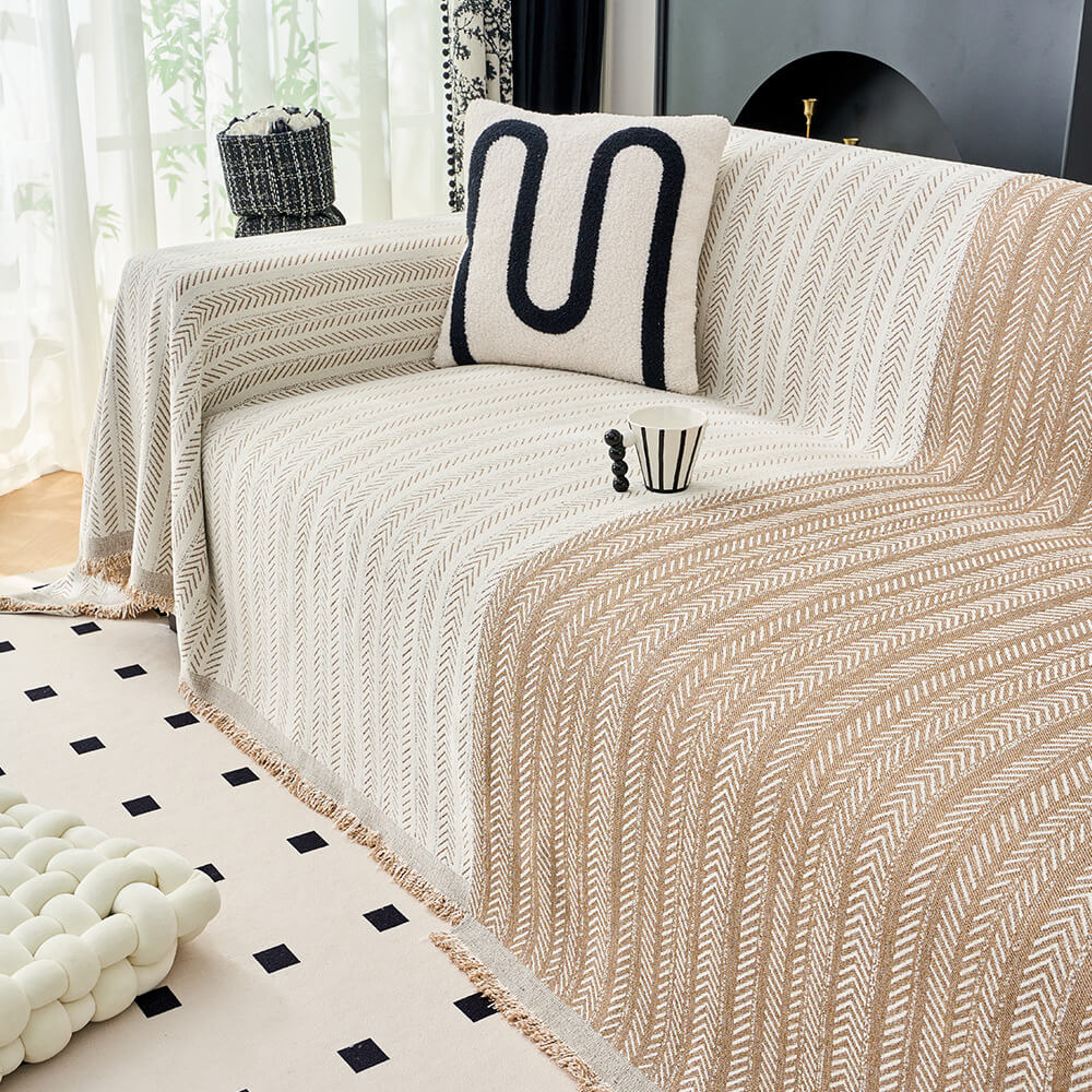 Elegant Herringbone Chenille Textured Throw Couch Cover - Image 7