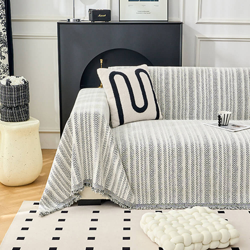 Elegant Herringbone Chenille Textured Throw Couch Cover - Image 8