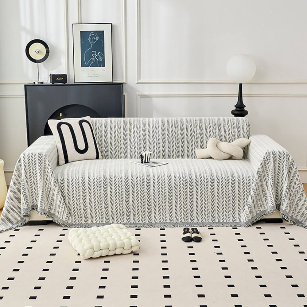 Elegant Herringbone Chenille Textured Throw Couch Cover - Image 9