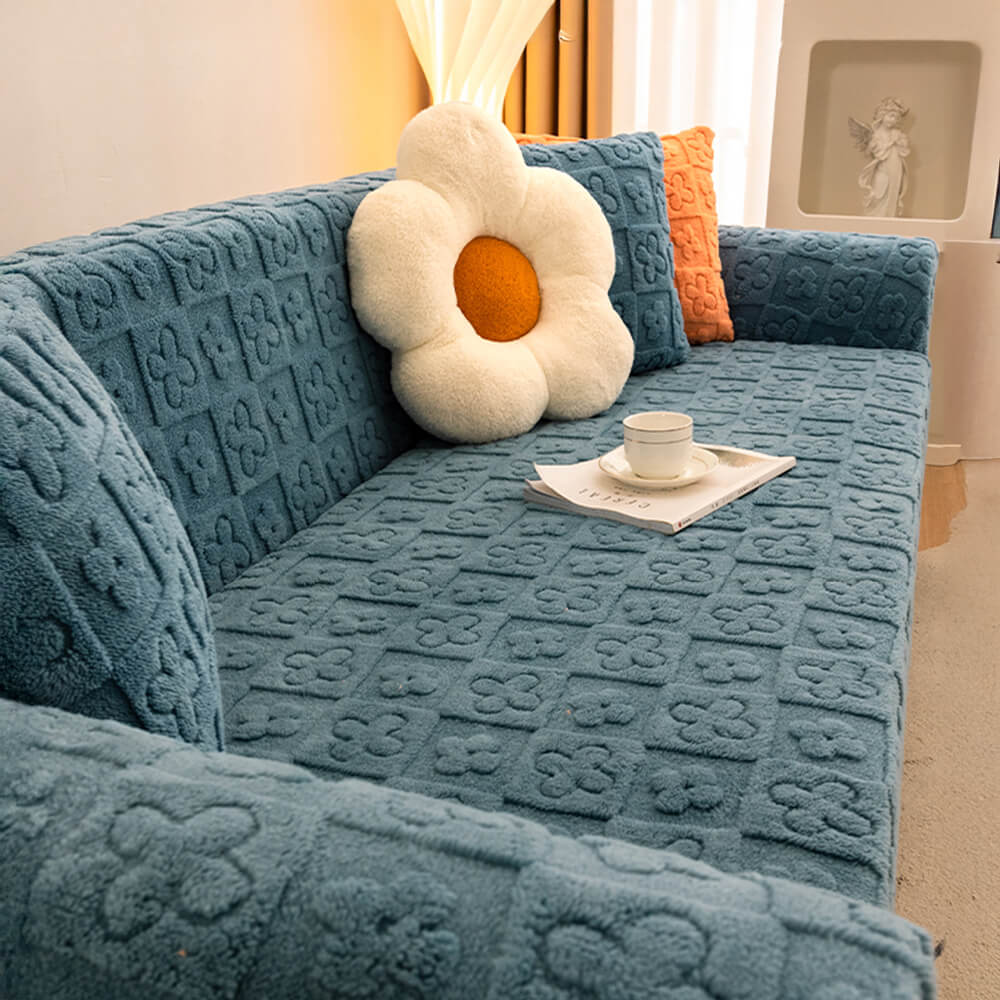 Floral Jacquard Fleece for Warmth Couch Cover - Image 13