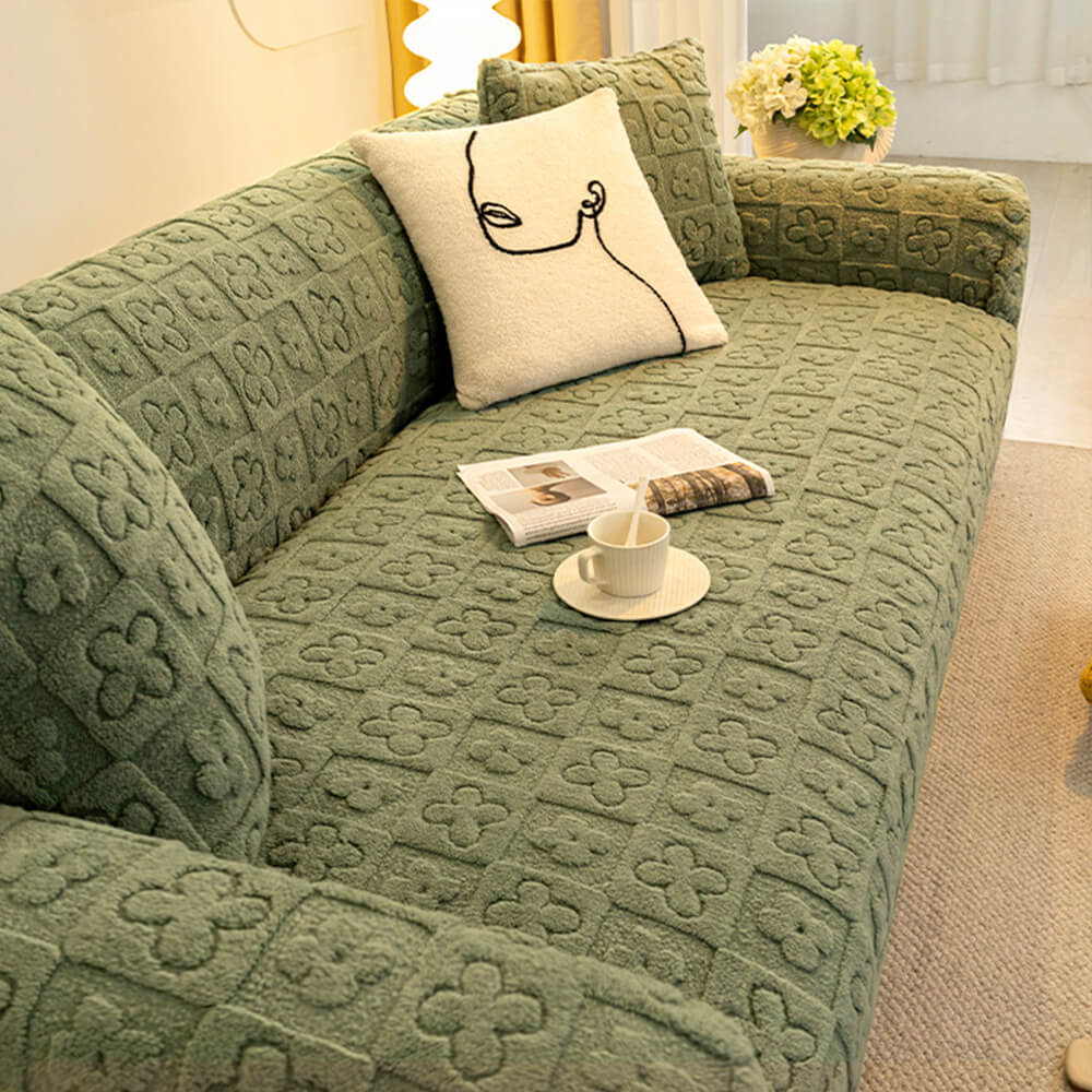 Floral Jacquard Fleece for Warmth Couch Cover - Image 14