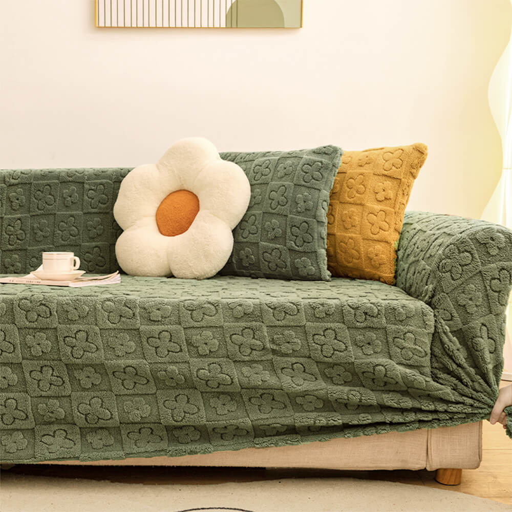 Floral Jacquard Fleece for Warmth Couch Cover - Image 7