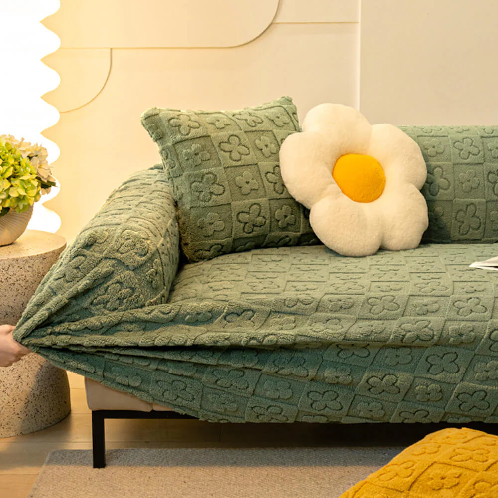 Floral Jacquard Fleece for Warmth Couch Cover - Image 8