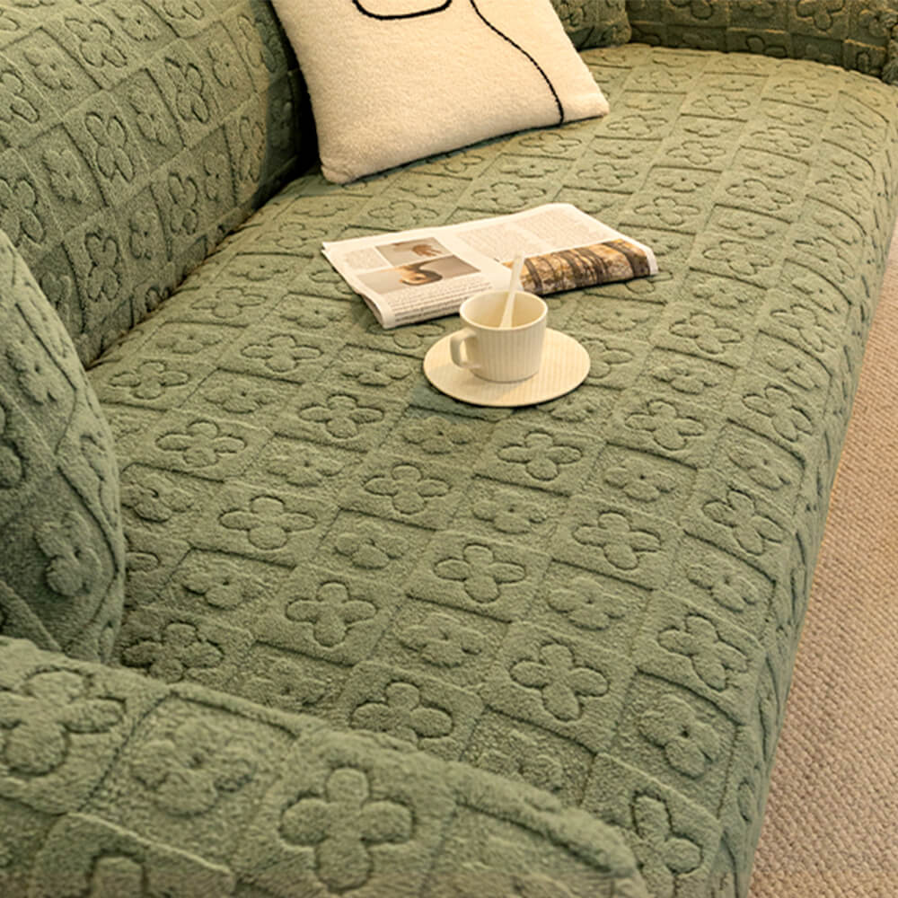 Floral Jacquard Fleece for Warmth Couch Cover - Image 9