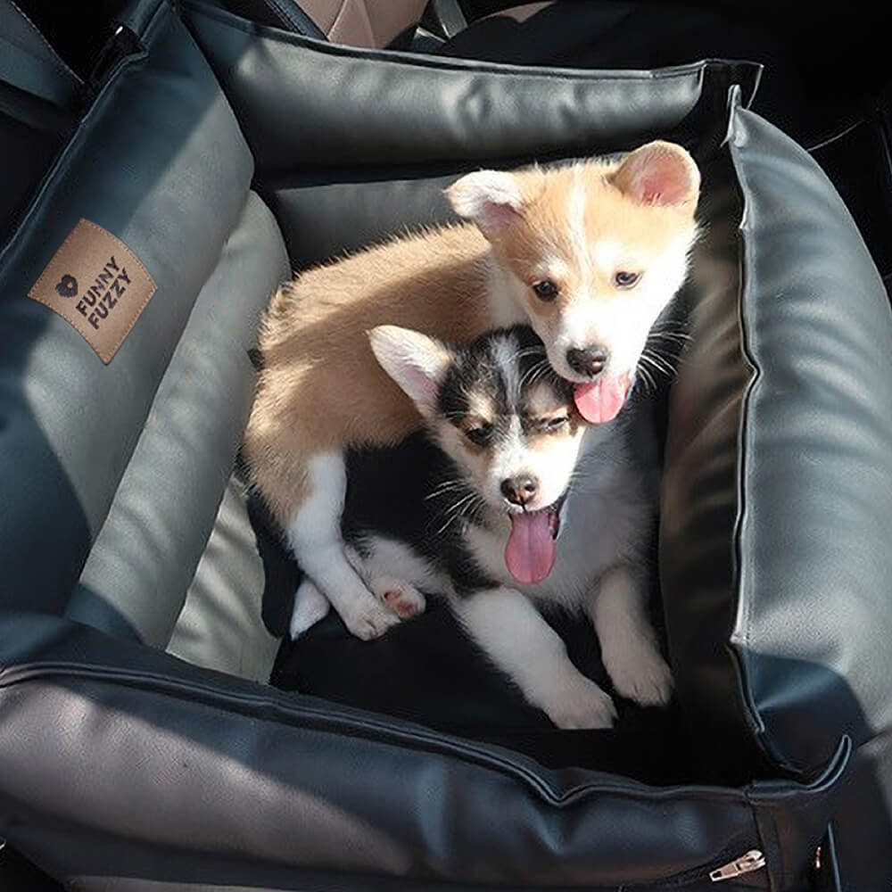 Full Leather Dog Pet Car Seat Bed - Fort - Image 3