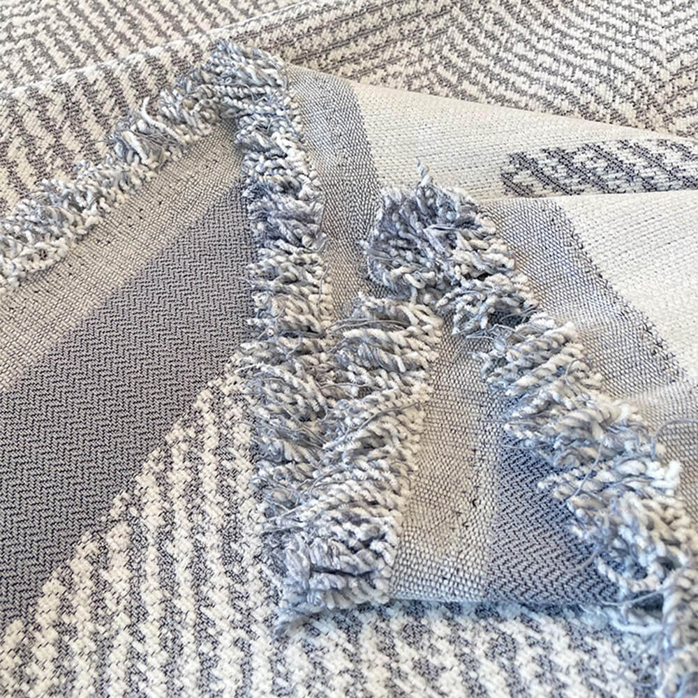 Herringbone Pattern Fringed Chenille Throw Couch Cover - Image 7