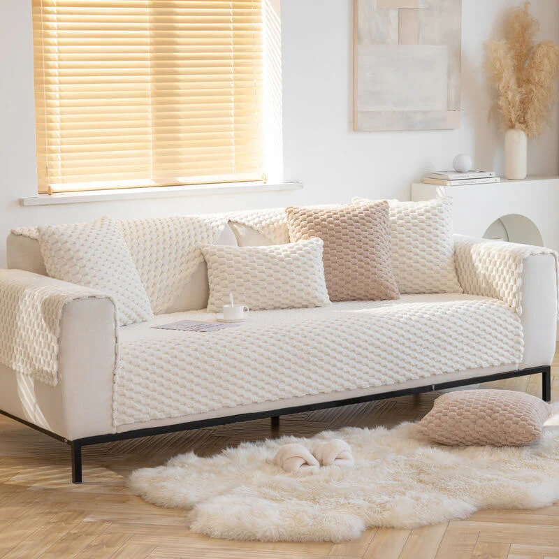 Honeycomb Plush Thickened Non-slip Couch Cover - Image 10