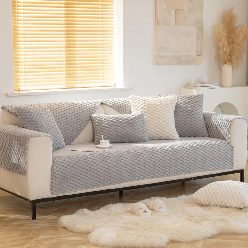 Honeycomb Plush Thickened Non-slip Couch Cover - Image 9