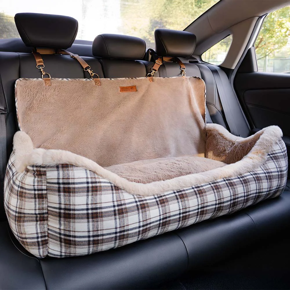 Large Classic Fluffy Booster Dog Car Seat-Keep Secure - Image 9