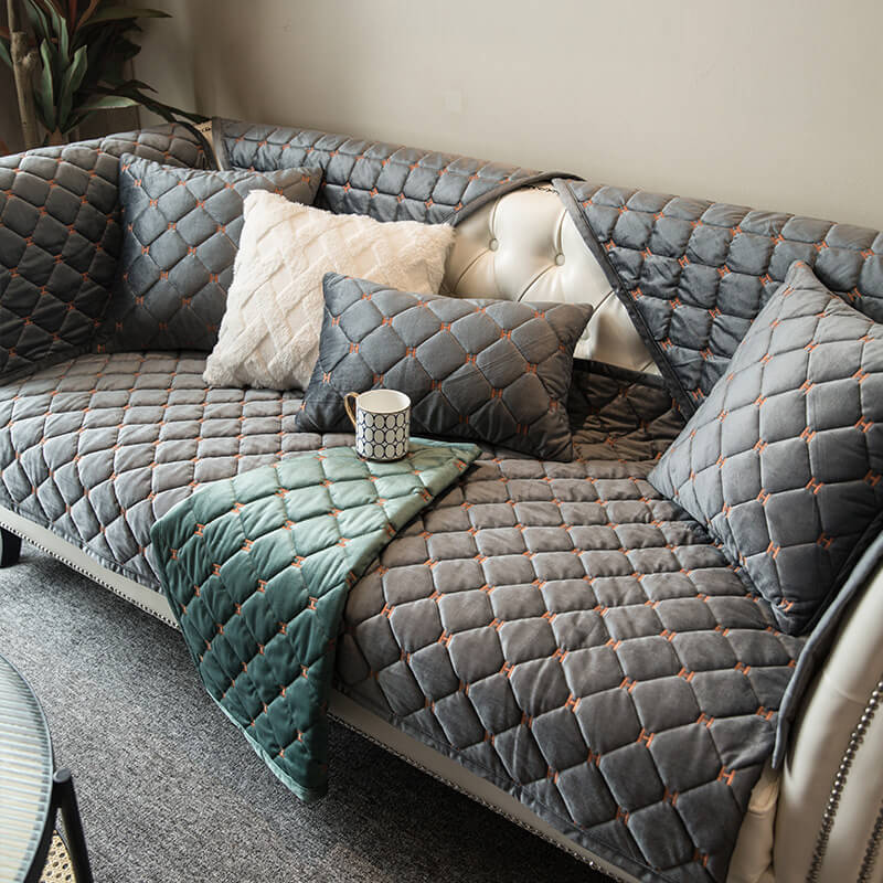 Luxury Quilted Velvet Non-Slip Couch Cover - Image 11