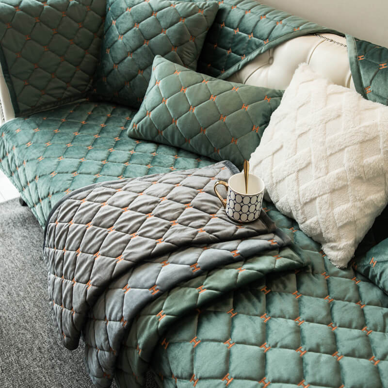 Luxury Quilted Velvet Non-Slip Couch Cover - Image 13