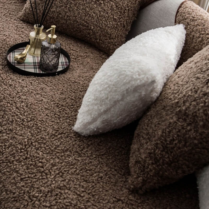 Luxury Warm Fleece Furniture Protective Mat Non-Slip Couch Cover - Image 7