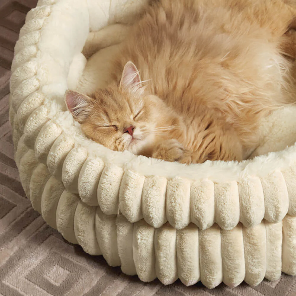 Minimalism Round Warm Milk Velvet Faux Rabbit Fur Dog & Cat Bed - Image 4