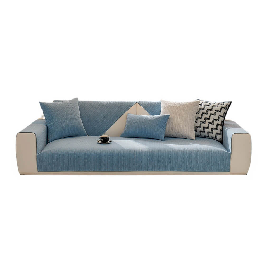 Minimalist Water-resistant Wheat Stripe Design Chenille Couch Cover - Image 14