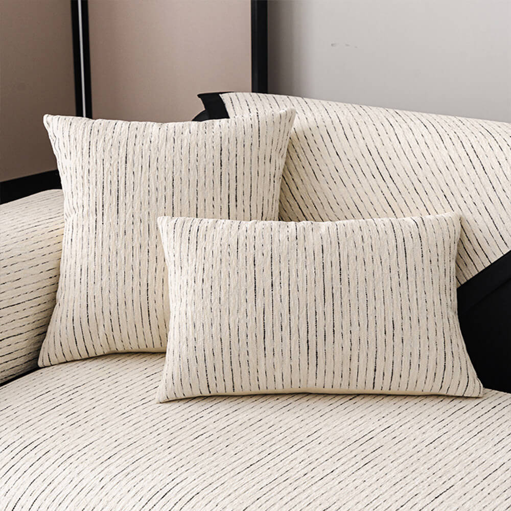 Modern French Striped Chenille Couch Cover - Image 8