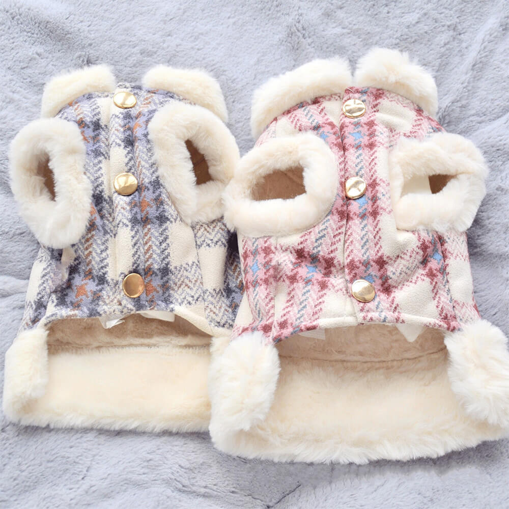 Plaid Fleece Pullover Dog Jacket - A Warm and Stylish Winter Jacket - Image 9