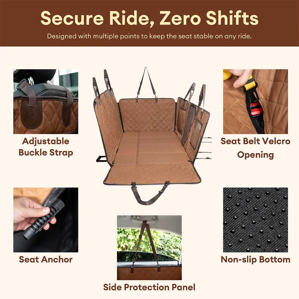 Premium Faux Leather Water-repellent Hammock Dog Car Seat Cover - RideProtector - Image 5