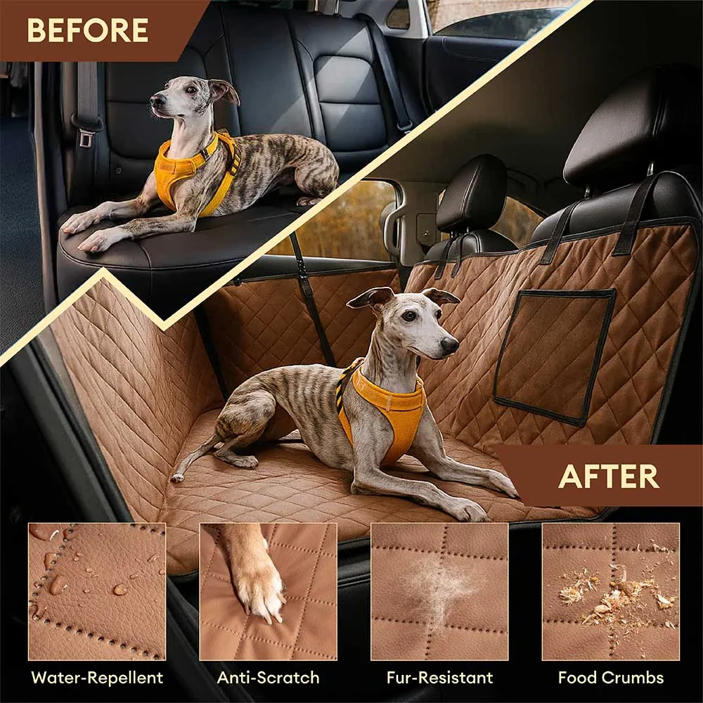 Premium Faux Leather Water-repellent Hammock Dog Car Seat Cover - RideProtector - Image 6
