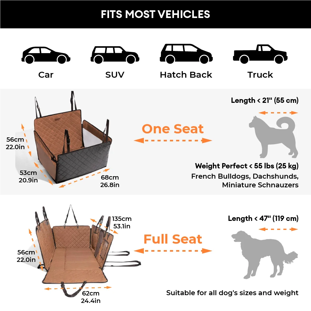 Premium Faux Leather Water-repellent Hammock Dog Car Seat Cover - RideProtector - Image 9