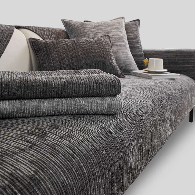 Simple Solid Color Chenille Scratch-resistant Protective Couch Cover - Image 11