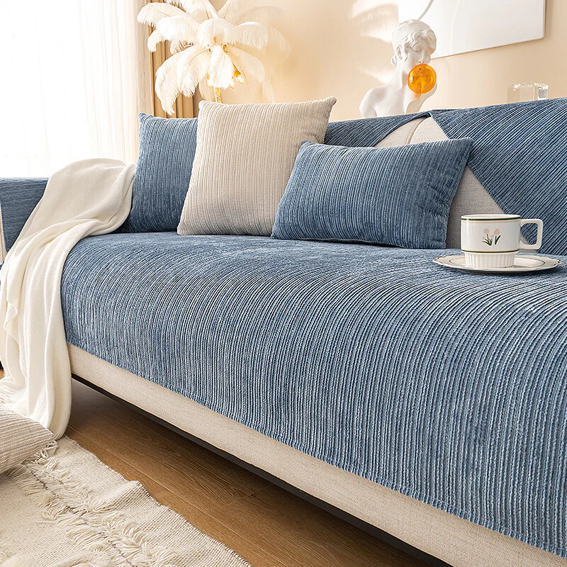 Simple Solid Color Chenille Scratch-resistant Protective Couch Cover - Image 5