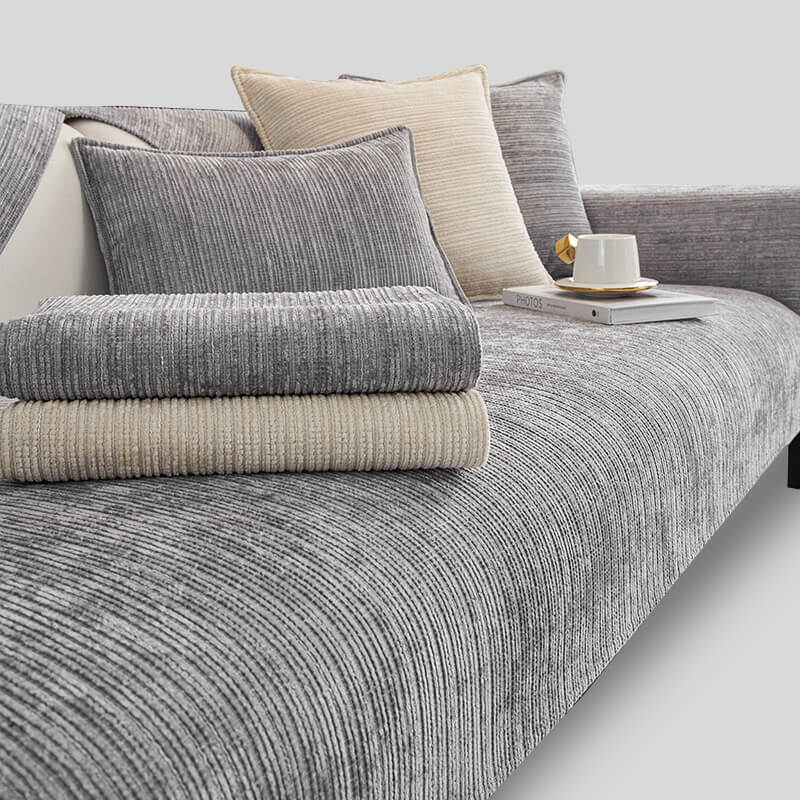 Simple Solid Color Chenille Scratch-resistant Protective Couch Cover - Image 9