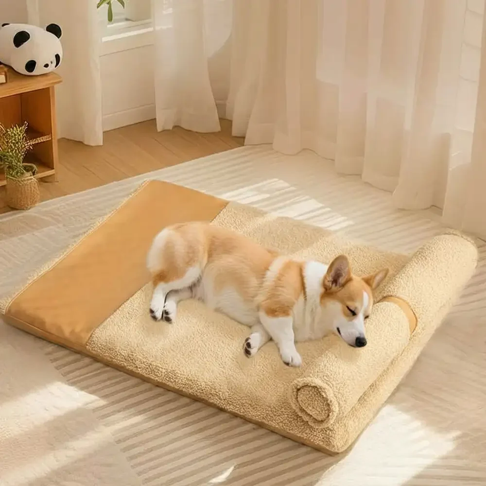 Teddy Fluffy Deep Sleep Large Space Pillow Dog Bed - Honey Amber - Image 3