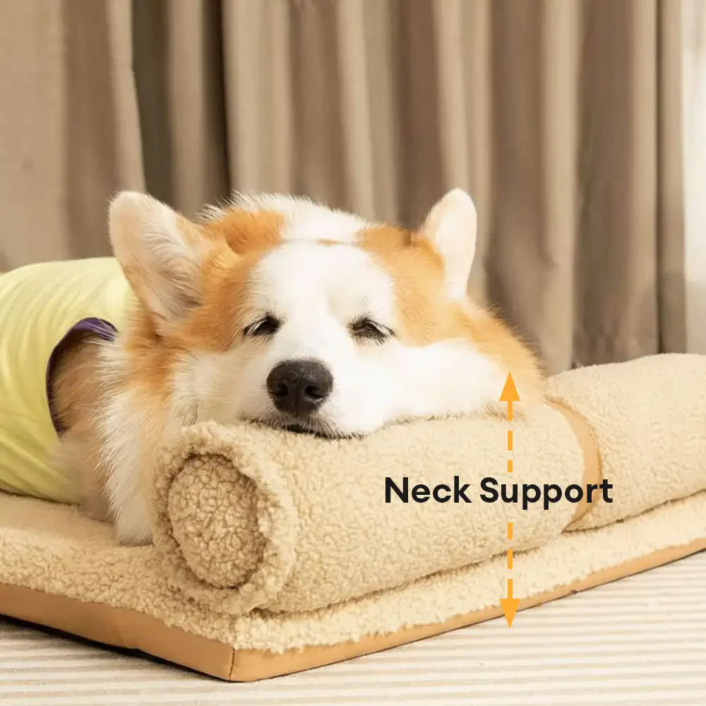 Teddy Fluffy Deep Sleep Large Space Pillow Dog Bed - Honey Amber - Image 4