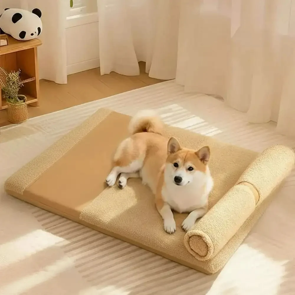 Teddy Fluffy Deep Sleep Large Space Pillow Dog Bed - Honey Amber - Image 8