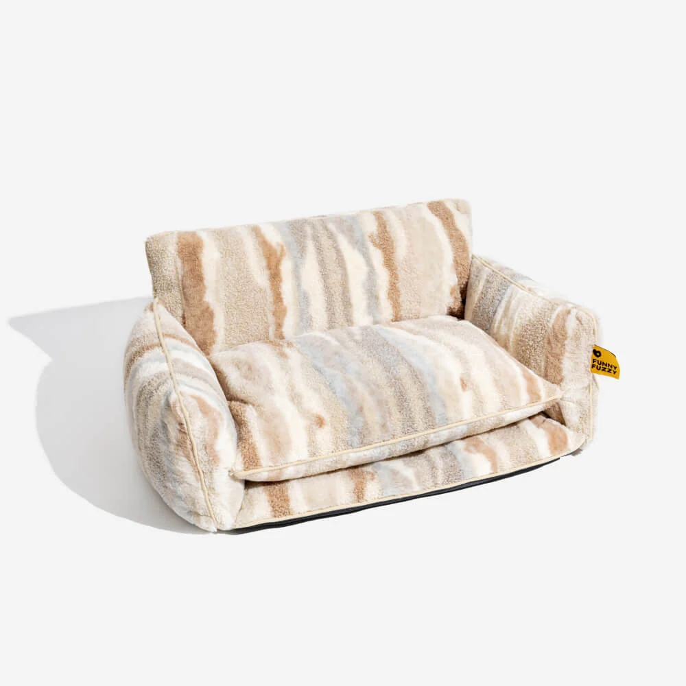 Trendy Striped Faux Lambswool Double Layer Dog & Cat Sofa Bed - Image 20