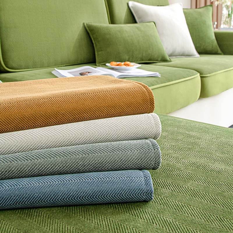 Universal Stretch Chenille Furniture Protection Herringbone Couch Cover - Image 10