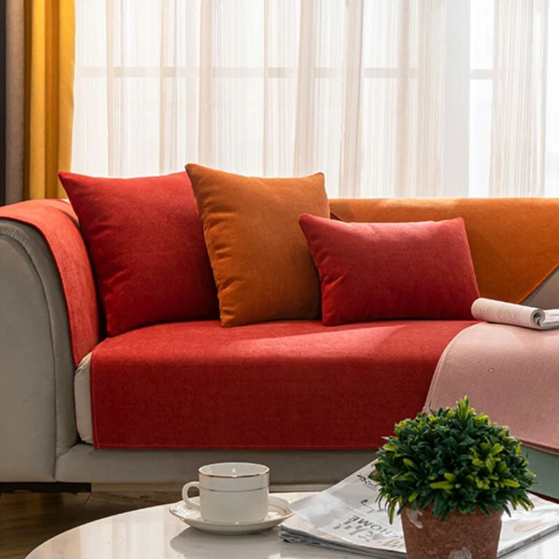 Vermilion Comfortable Chenille Sofa Protective Couch Cover - Image 7
