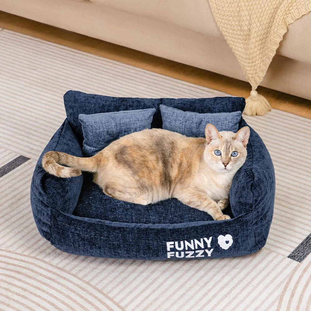 Vintage Chenille Washable Soft Cat Sofa Bed - Image 10