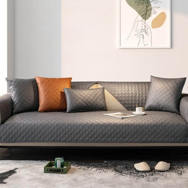 Water-resistant Leathaire Fabric Sofa Cover Furniture Protection Couch Cover - Image 3