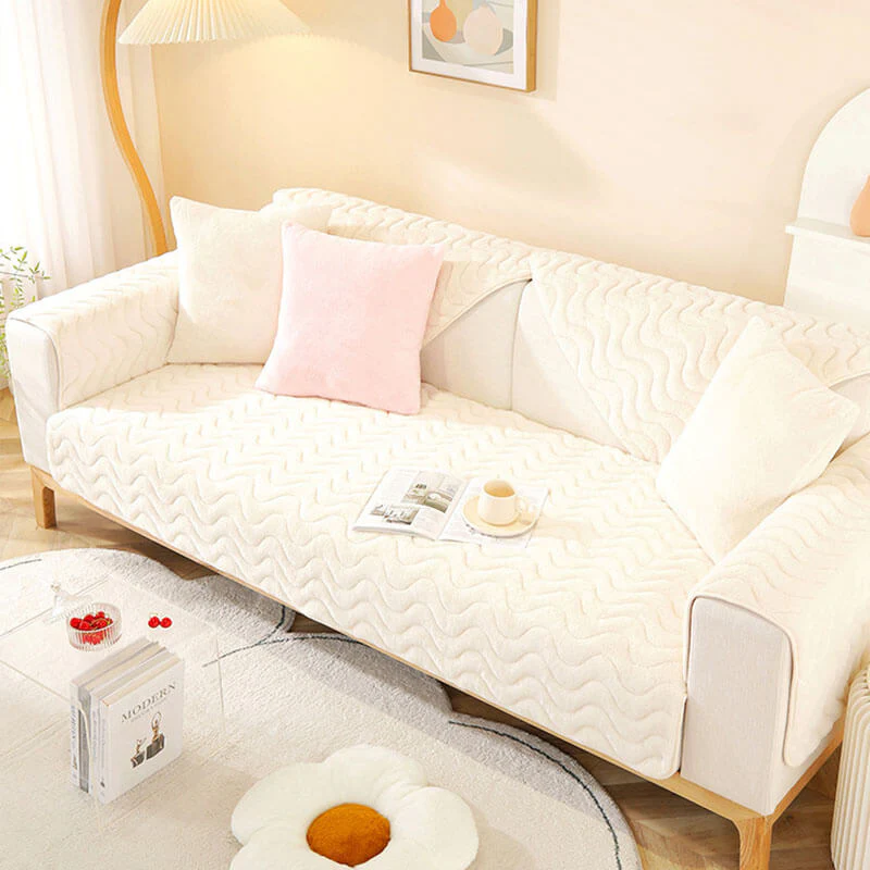 Wave Pattern Soft Plush Non-slip Couch Cover - Image 10